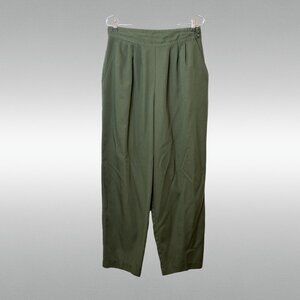 Vintage 80s-90s Christy Girl Olive Green Pleated Trousers, Size 14